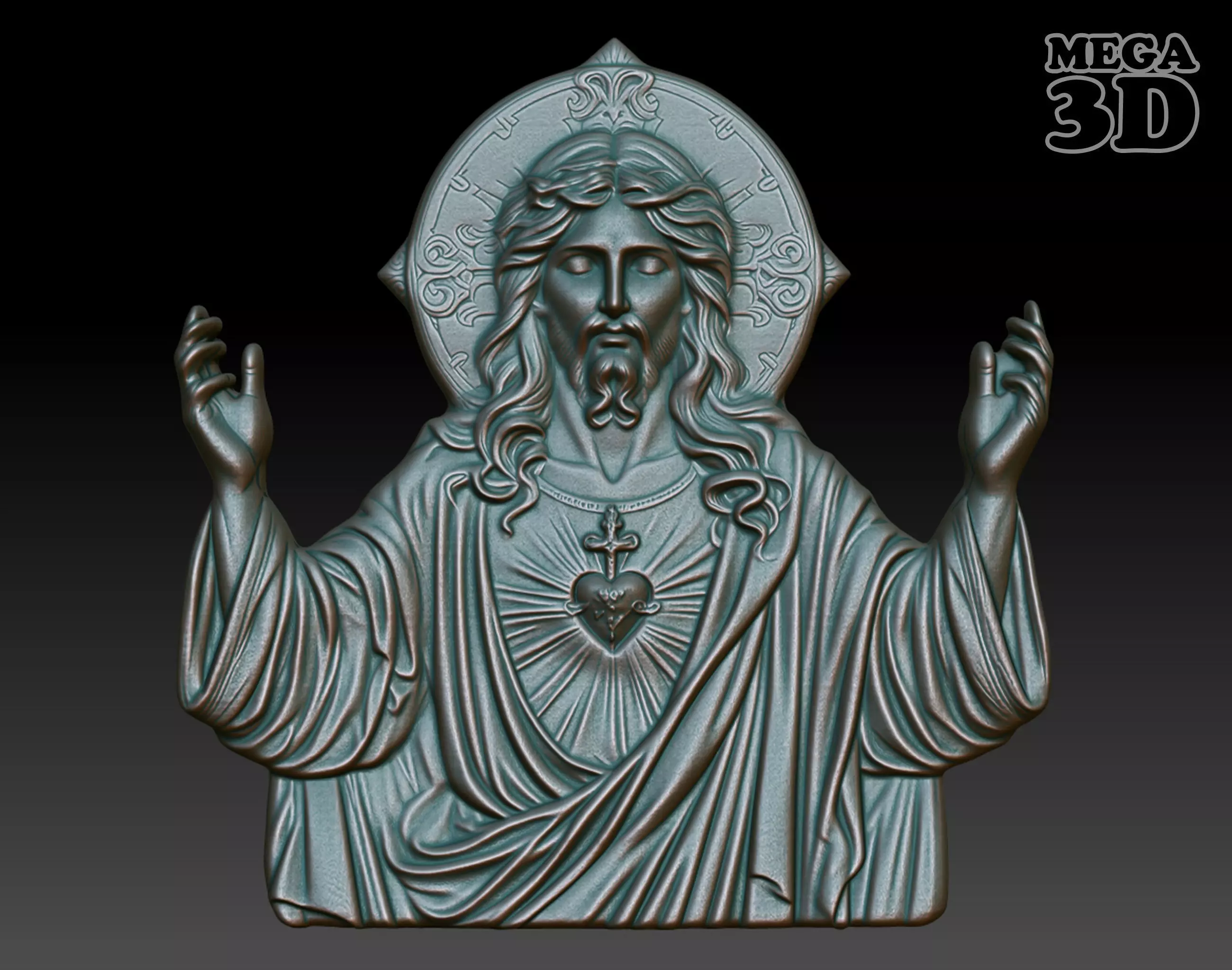 Jesus Portrait basrelief 03 240604 3D print model_0