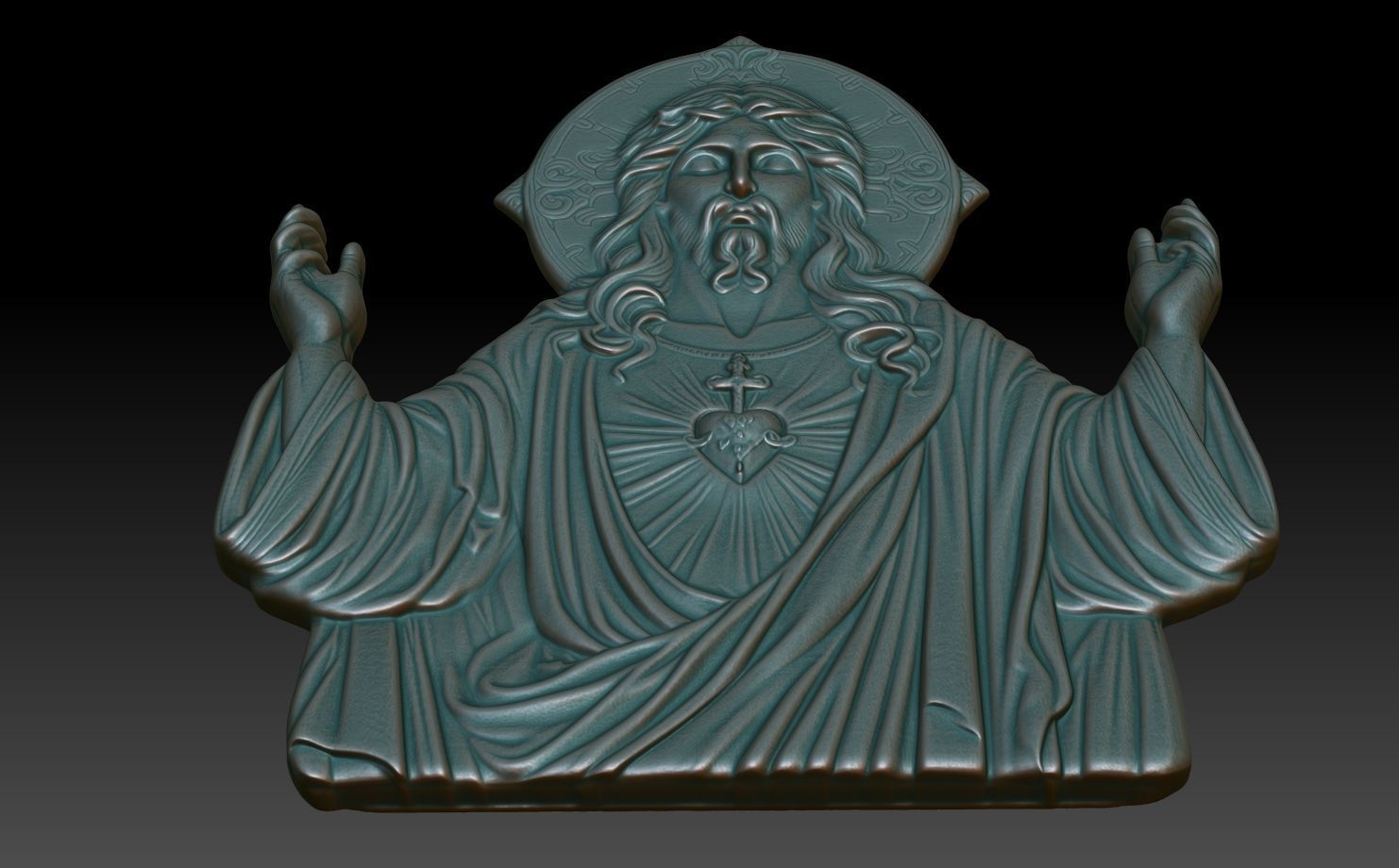 Jesus Portrait basrelief 03 240604 3D print model_4