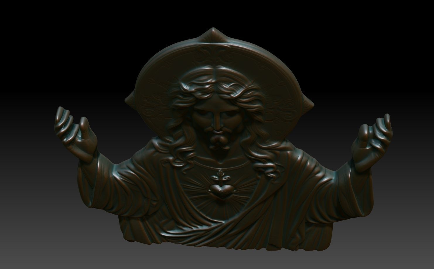 Jesus Portrait basrelief 03 240604 3D print model_3