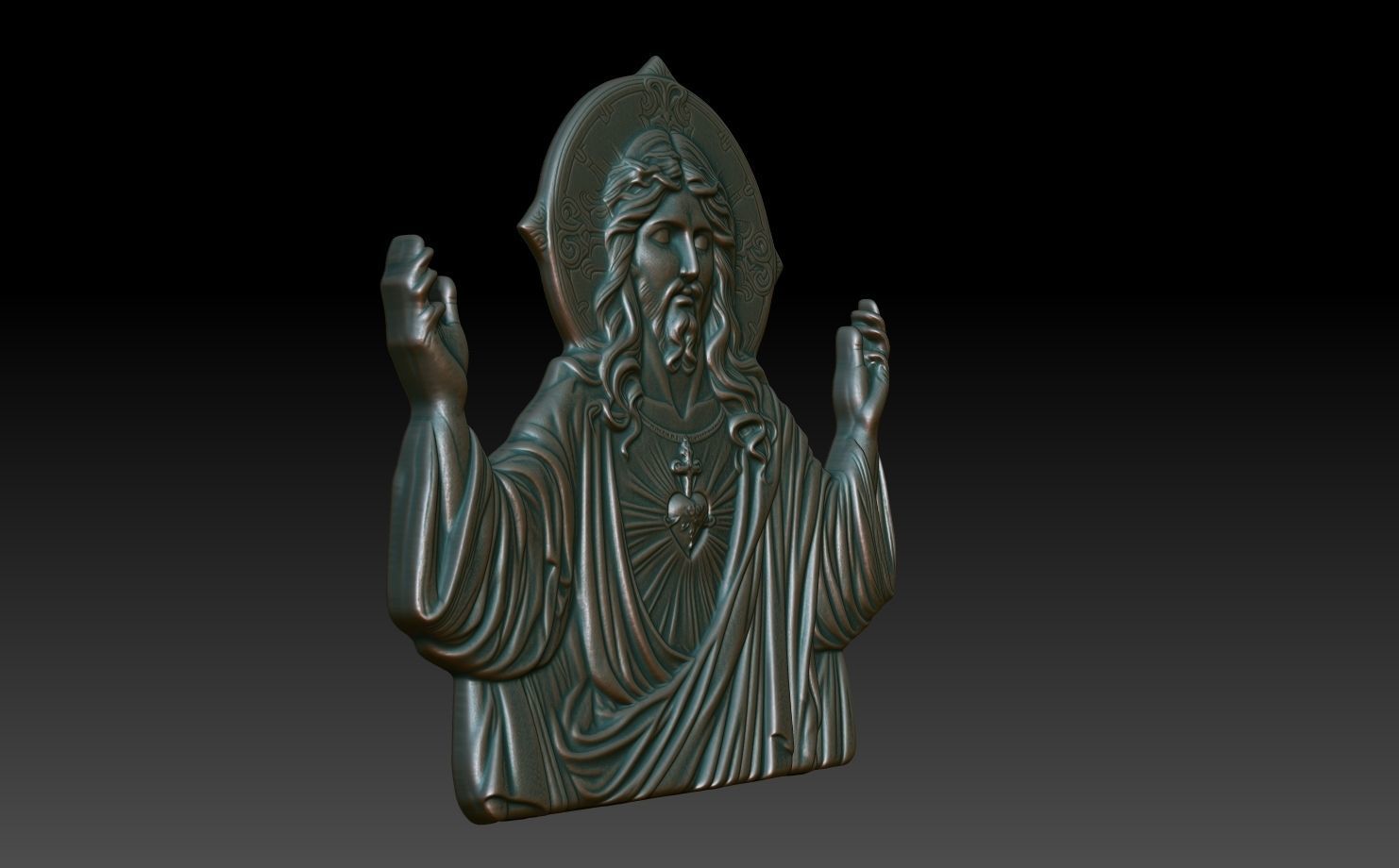 Jesus Portrait basrelief 03 240604 3D print model_2