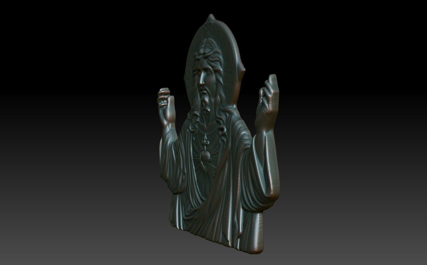 Jesus Portrait basrelief 03 240604 3D print model_1