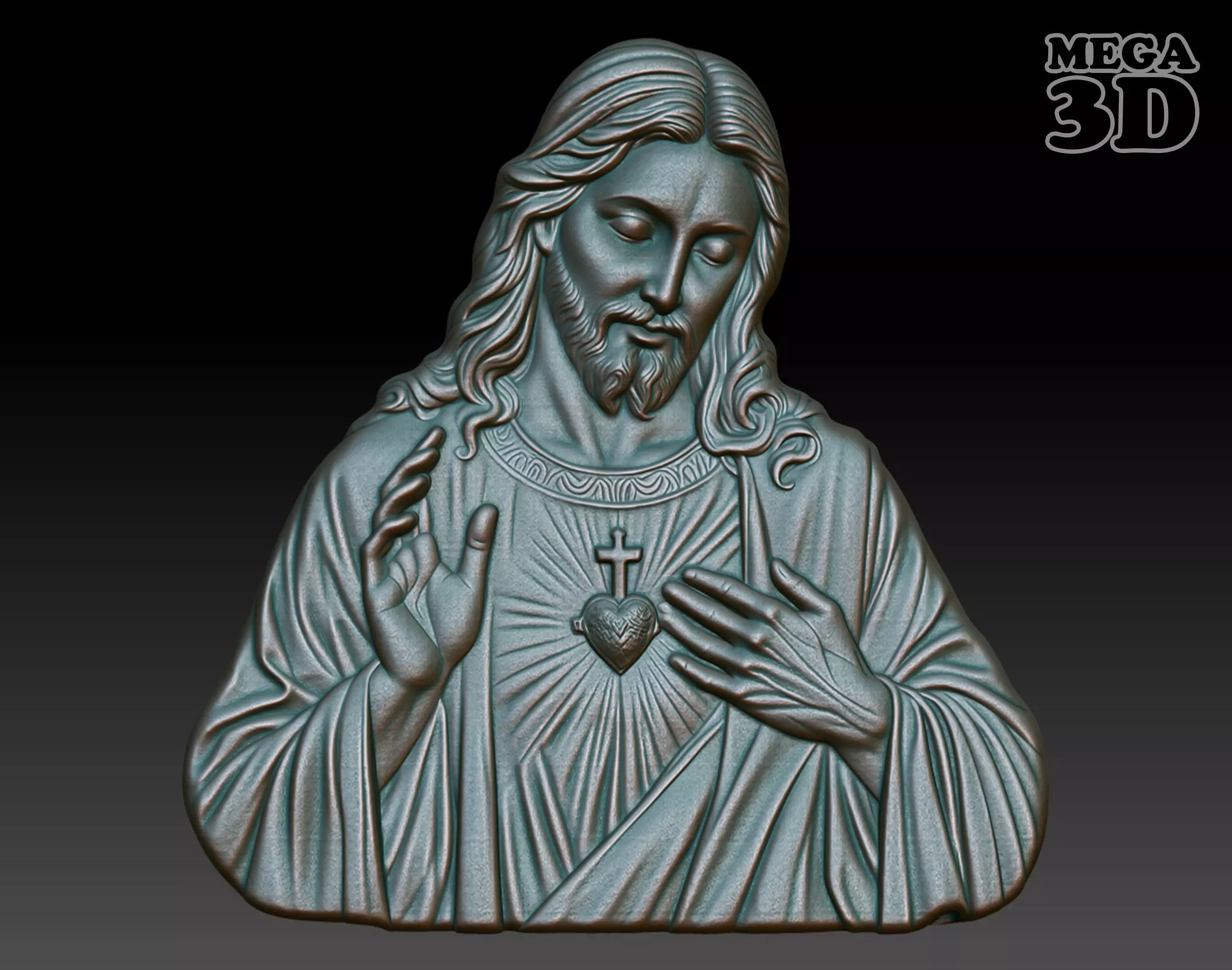 Jesus Portrait basrelief 01 240604 3D print model_0