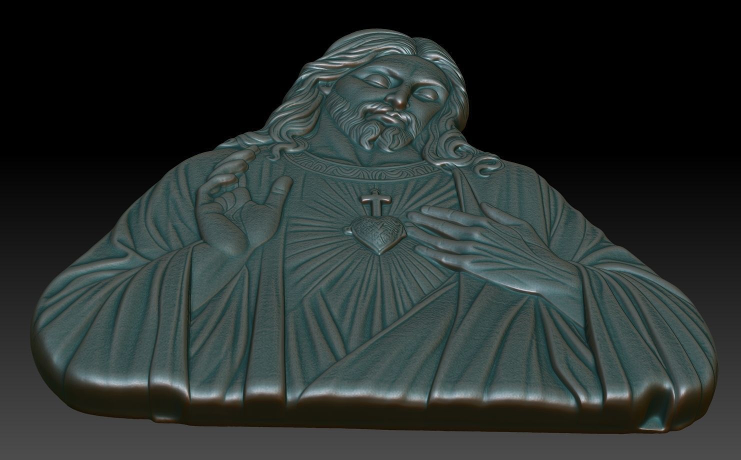 Jesus Portrait basrelief 01 240604 3D print model_4