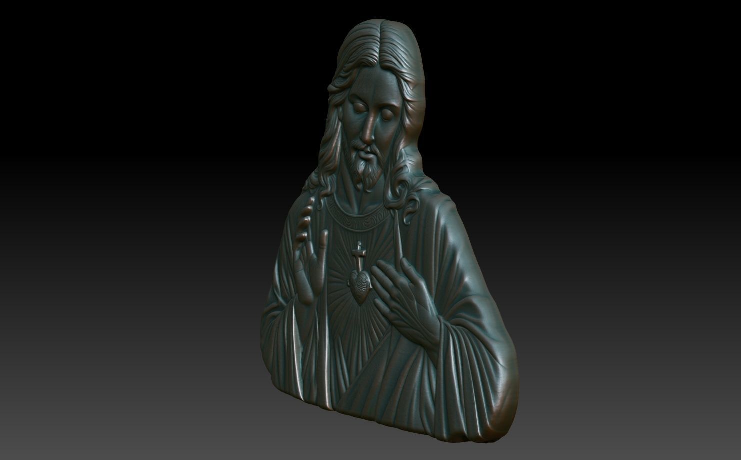 Jesus Portrait basrelief 01 240604 3D print model_1