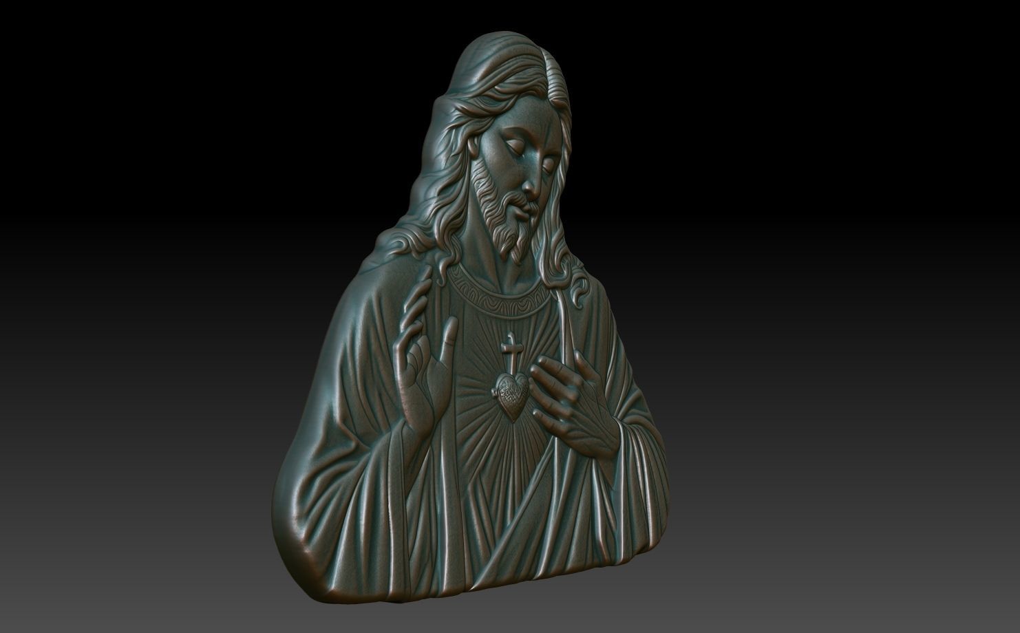 Jesus Portrait basrelief 01 240604 3D print model_2