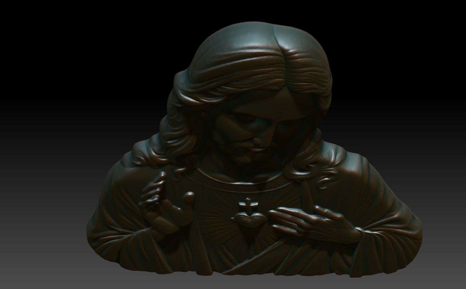 Jesus Portrait basrelief 01 240604 3D print model_3