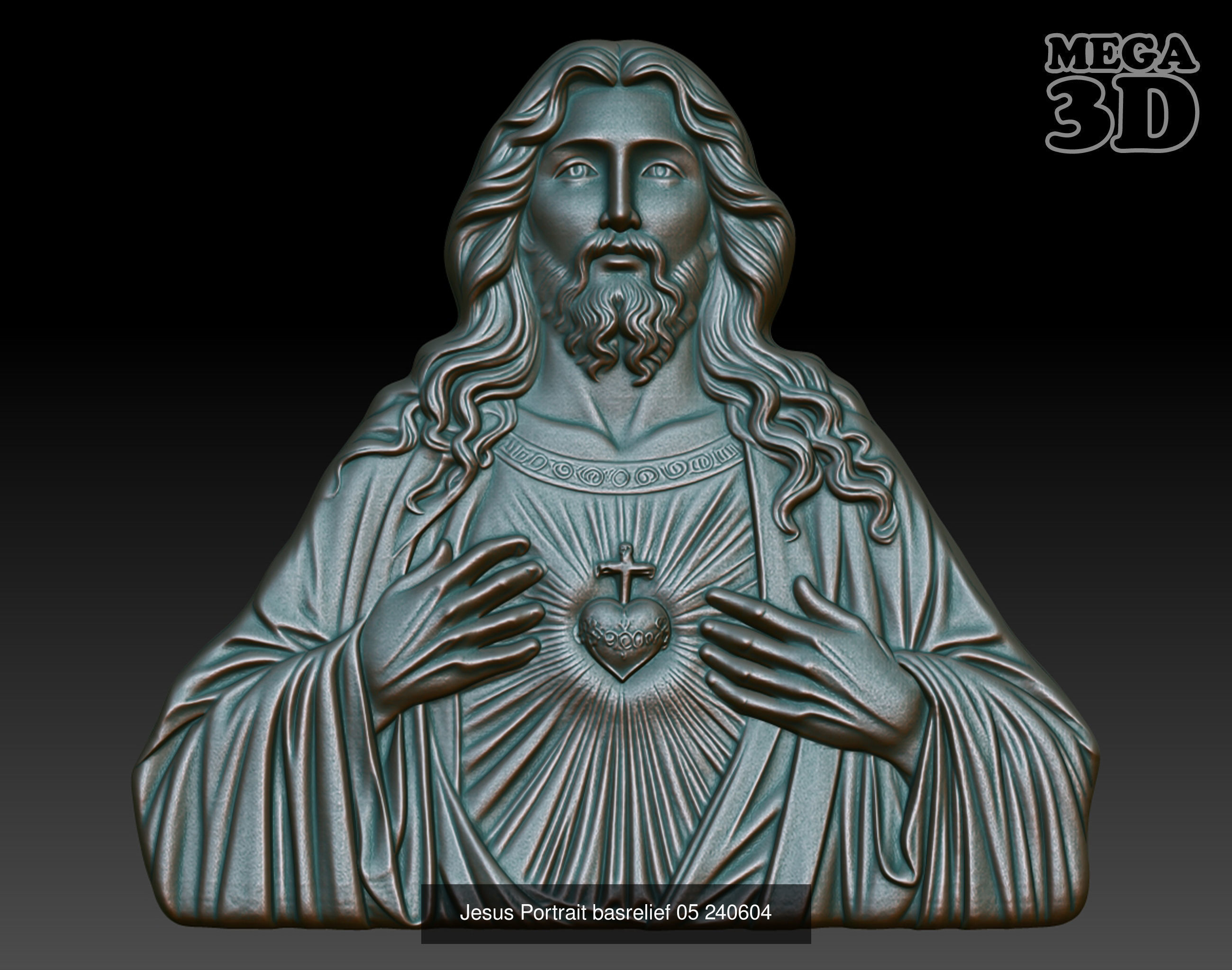 Jesus Portrait basrelief Pack A 240604 3D Model Collection_5