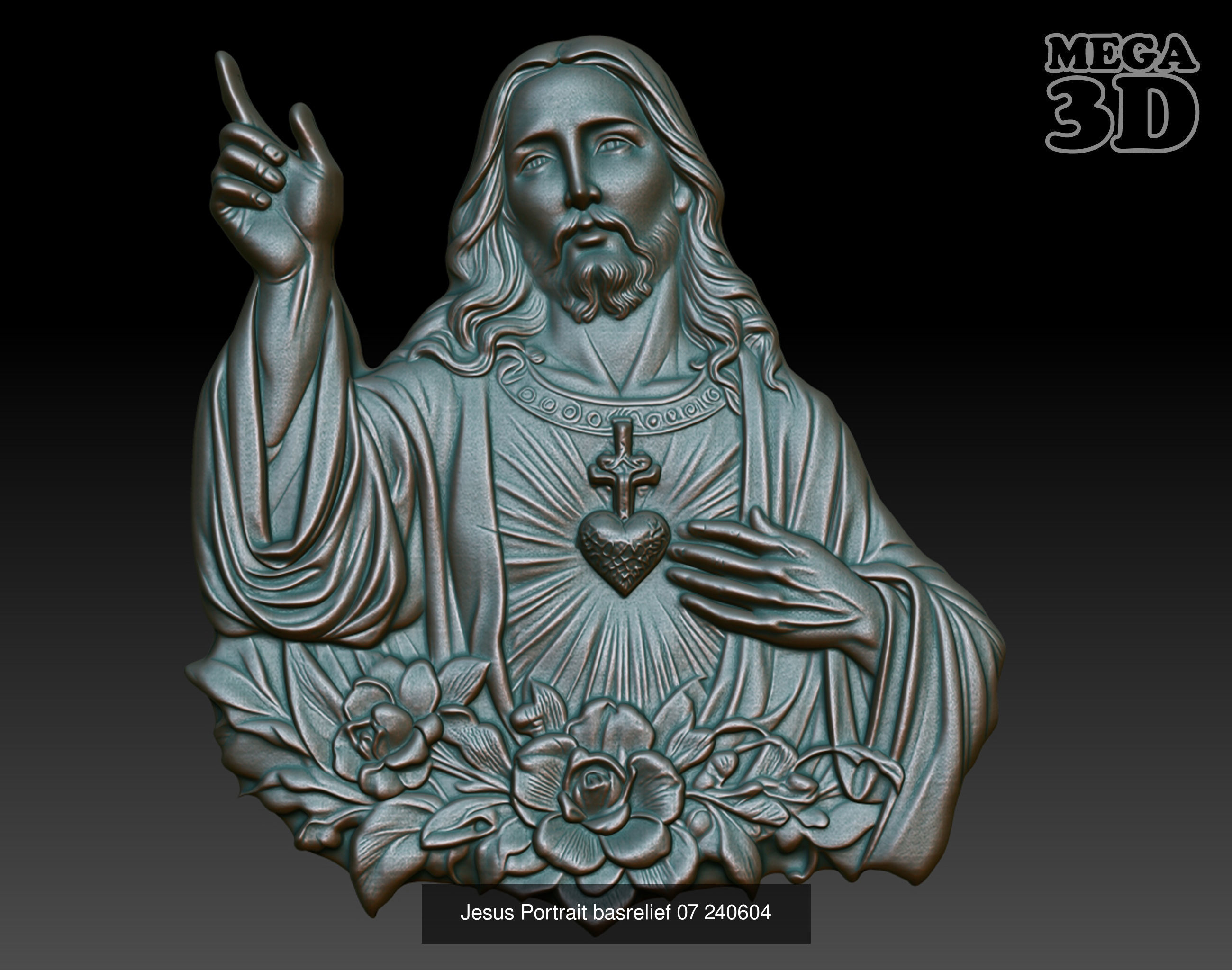 Jesus Portrait basrelief Pack A 240604 3D Model Collection_3