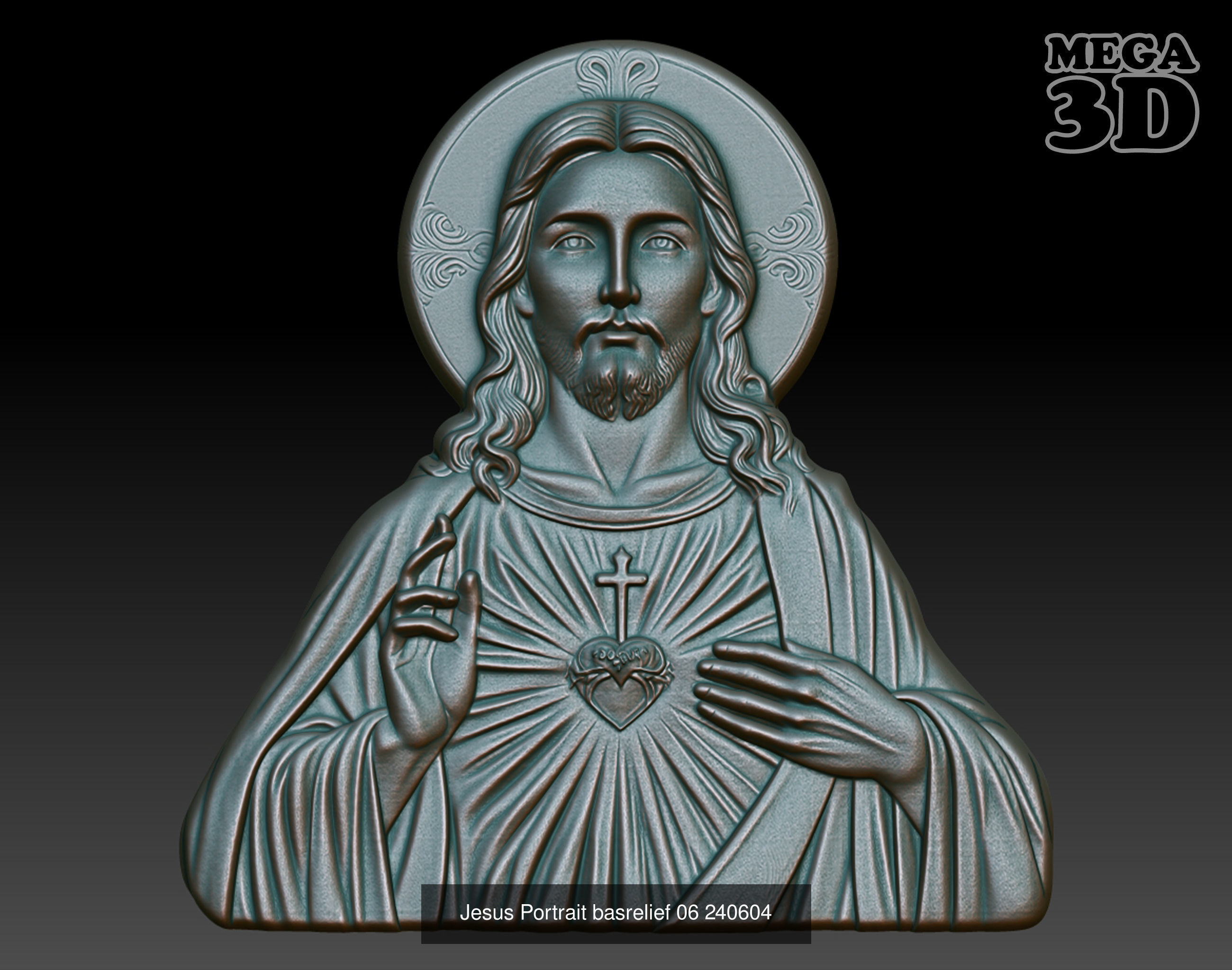 Jesus Portrait basrelief Pack A 240604 3D Model Collection_4