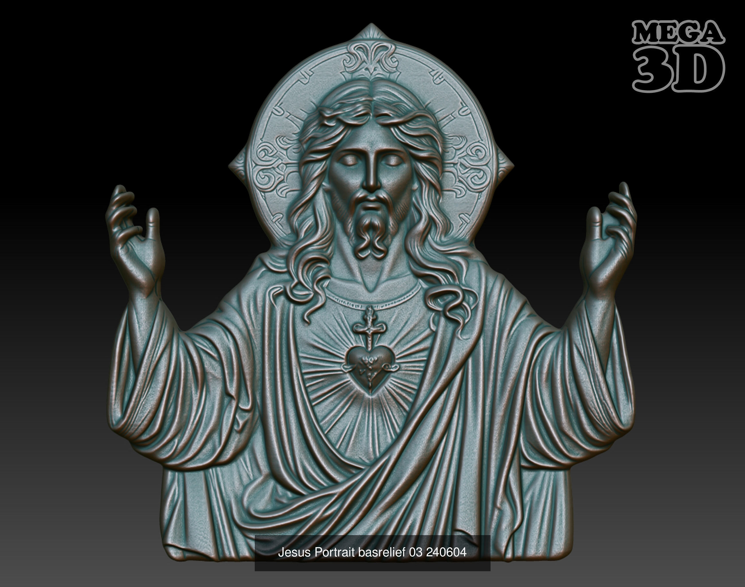 Jesus Portrait basrelief Pack A 240604 3D Model Collection_7