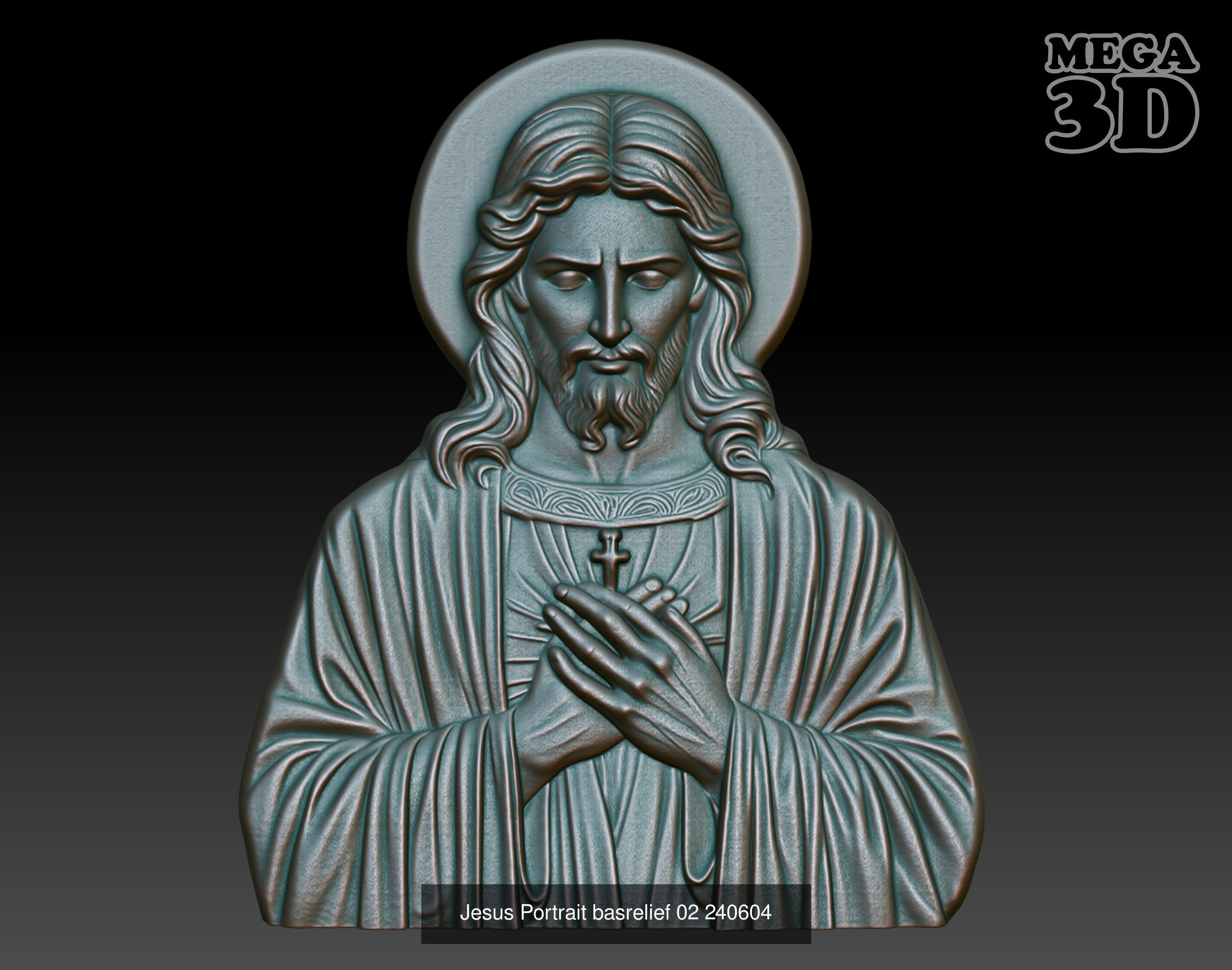 Jesus Portrait basrelief Pack A 240604 3D Model Collection_8