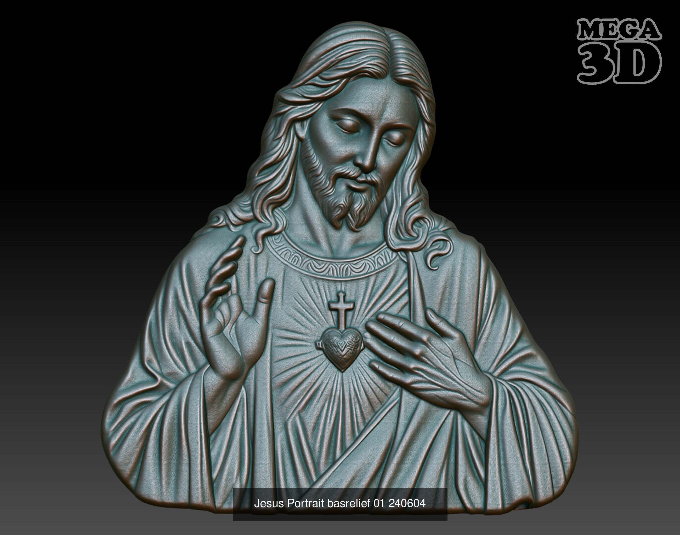 Jesus Portrait basrelief Pack A 240604 3D Model Collection_9