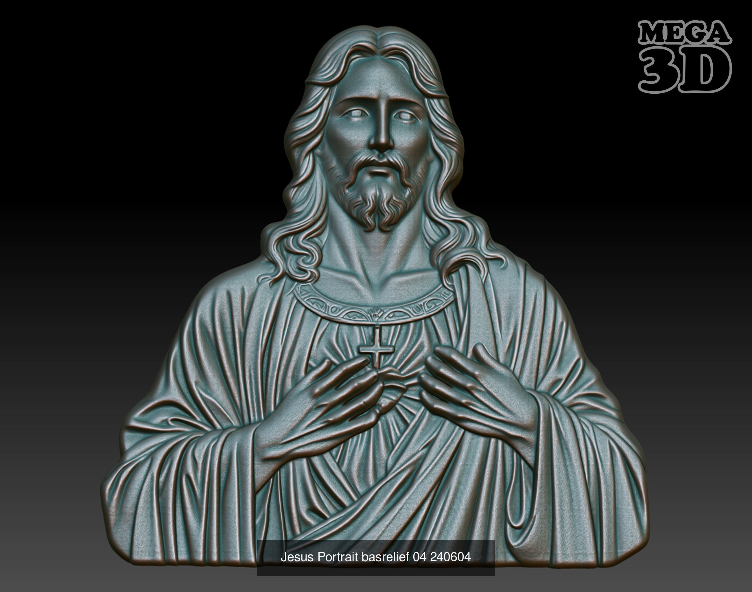 Jesus Portrait basrelief Pack A 240604 3D Model Collection_6