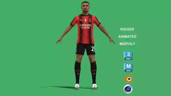 3D Rigged Malick Thiaw AC Milan 2024