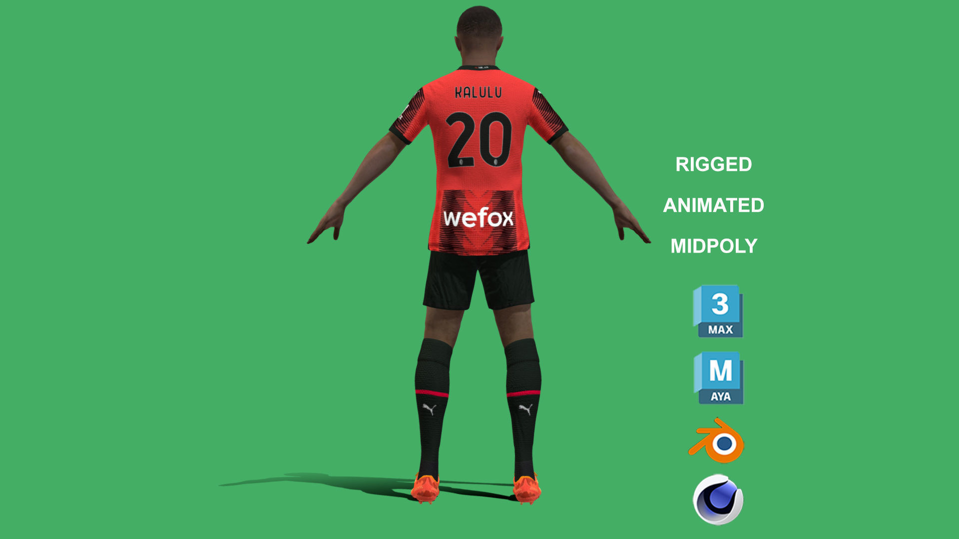 3D Rigged Pierre Kalulu AC Milan 2024 3D model_9