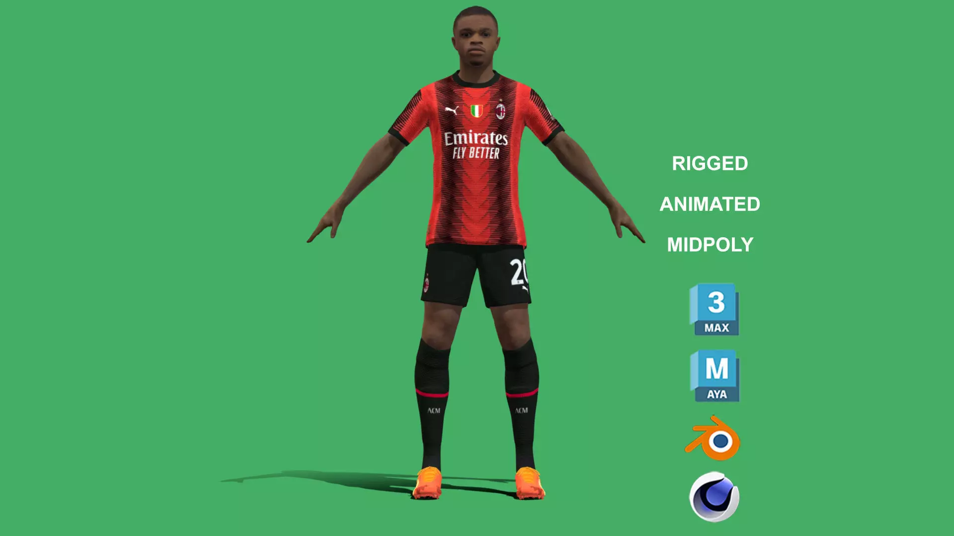 3D Rigged Pierre Kalulu AC Milan 2024 3D model_0