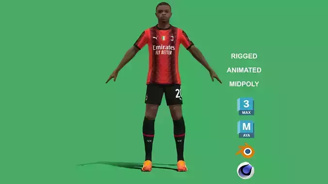 3D Rigged Pierre Kalulu AC Milan 2024 3D model