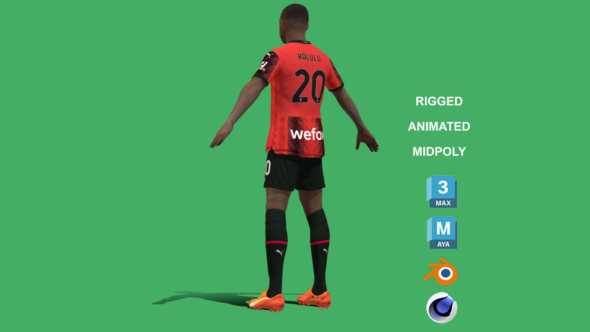 3D Rigged Pierre Kalulu AC Milan 2024 3D model_10