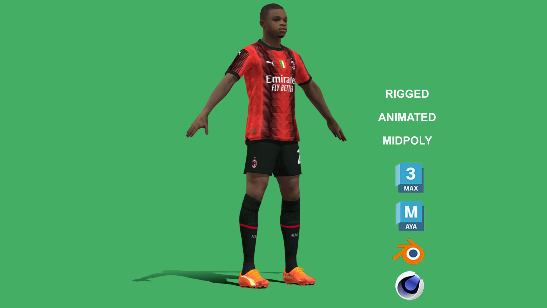 3D Rigged Pierre Kalulu AC Milan 2024 3D model_6