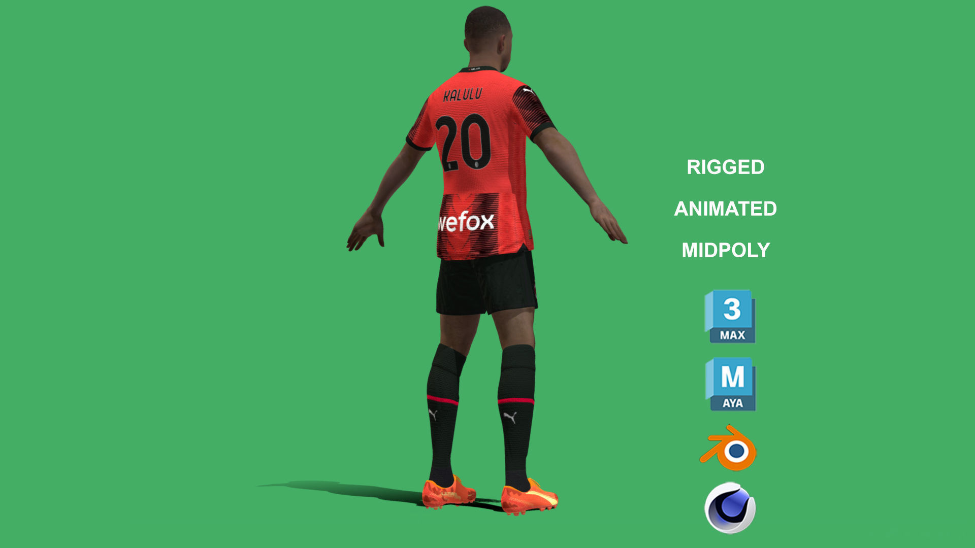 3D Rigged Pierre Kalulu AC Milan 2024 3D model_8