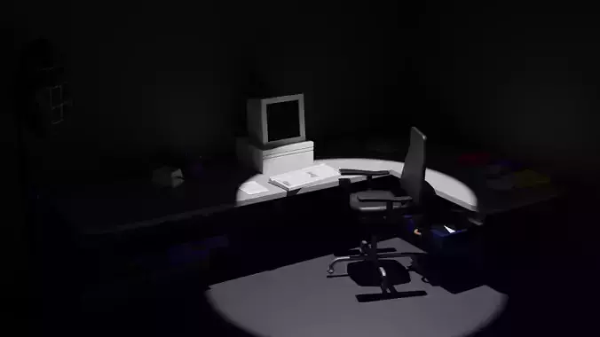 Low Poly 3d Office Low-poly 3D model