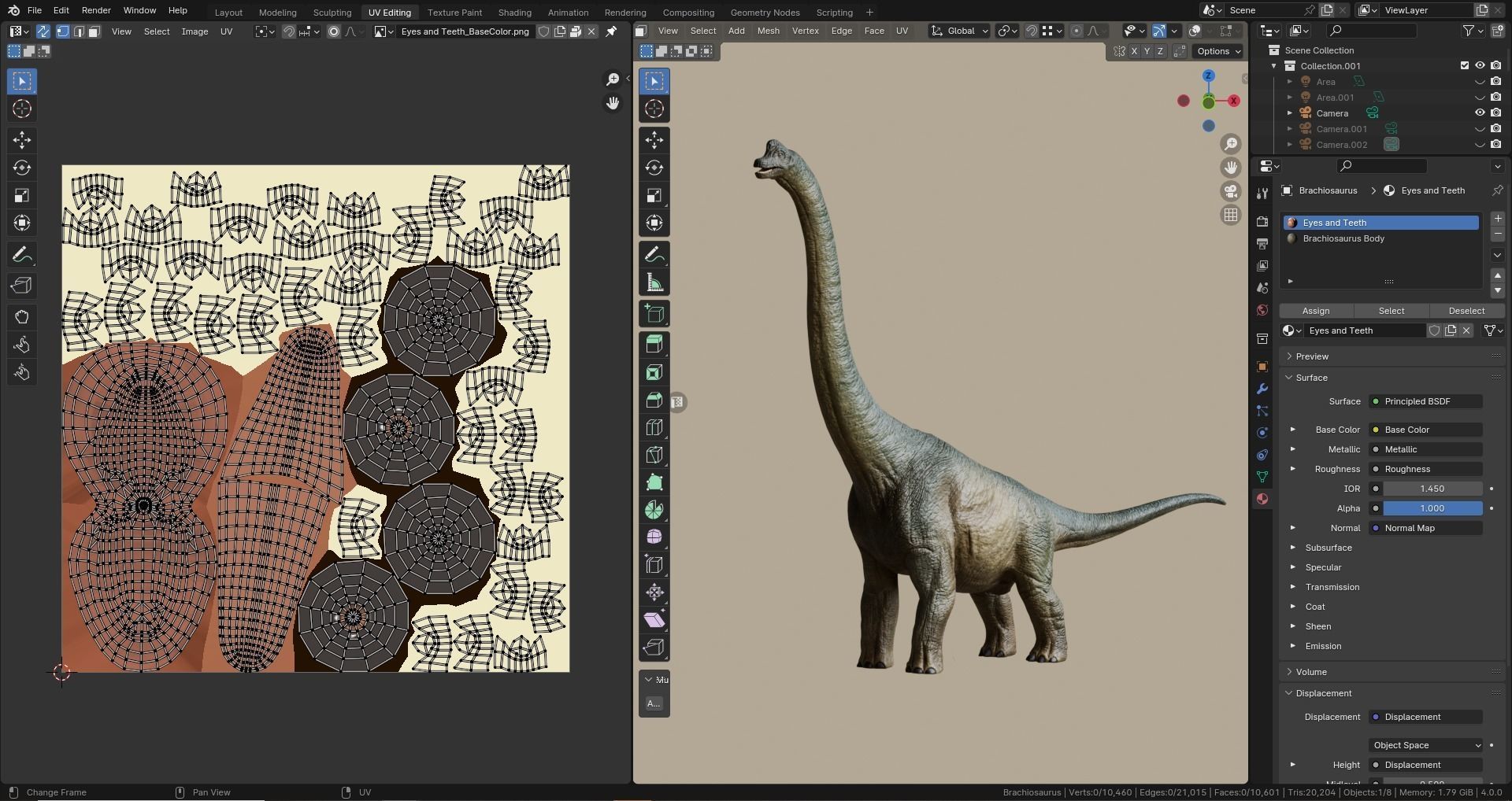 Low poly Realistic Dinosaur - Brachiosaurus Low-poly 3D model_14