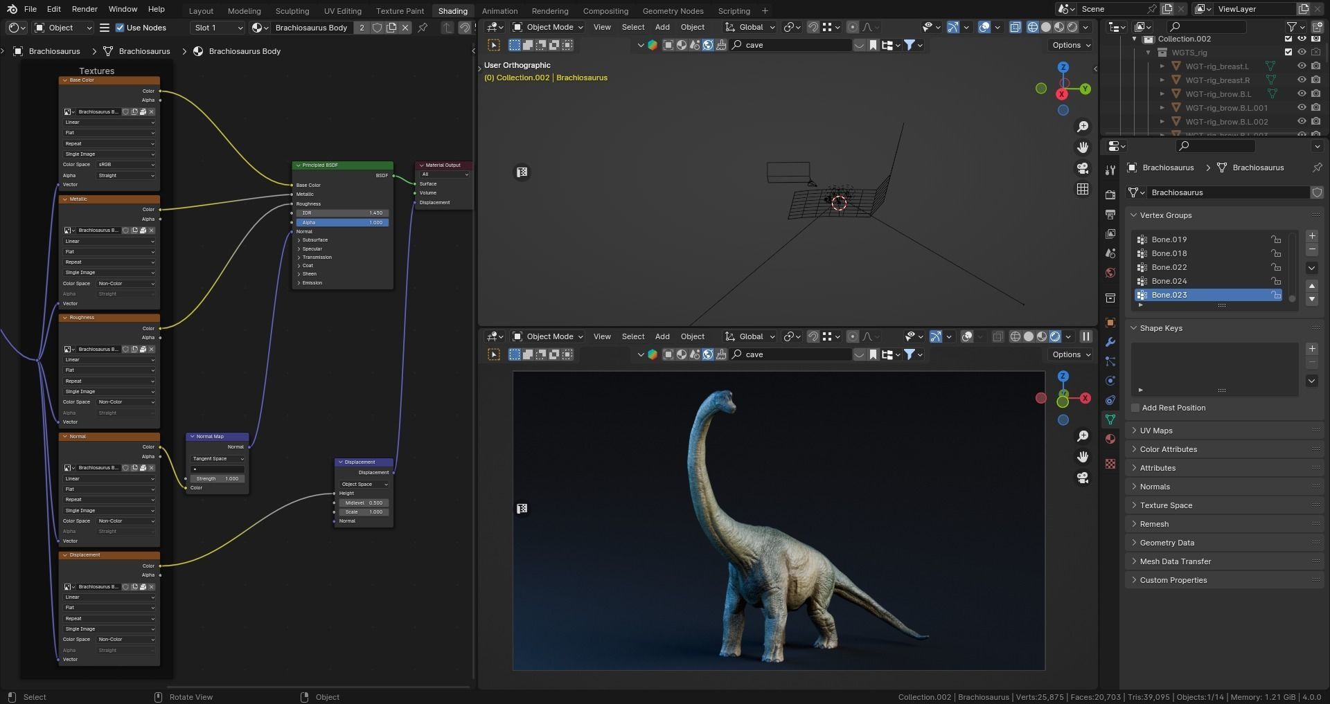 Low poly Realistic Dinosaur - Brachiosaurus Low-poly 3D model_11
