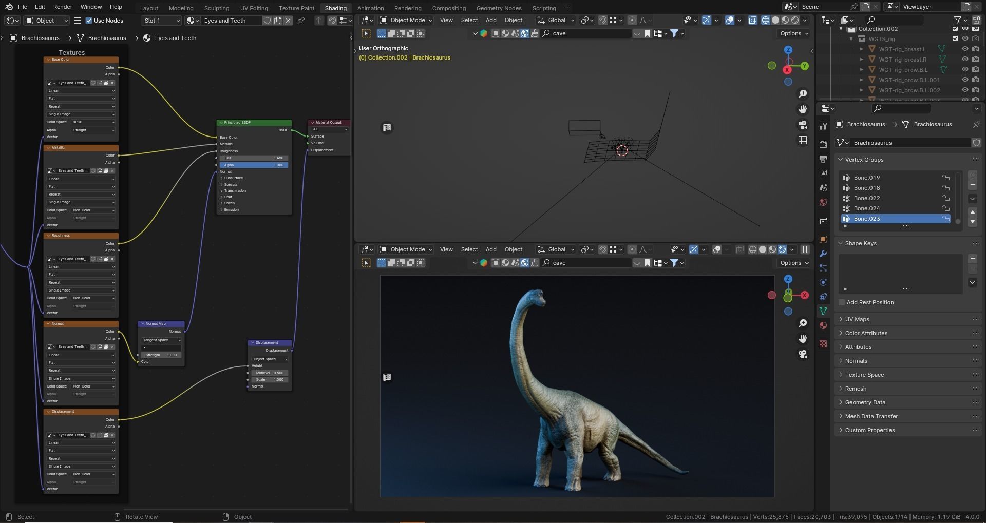 Low poly Realistic Dinosaur - Brachiosaurus Low-poly 3D model_12
