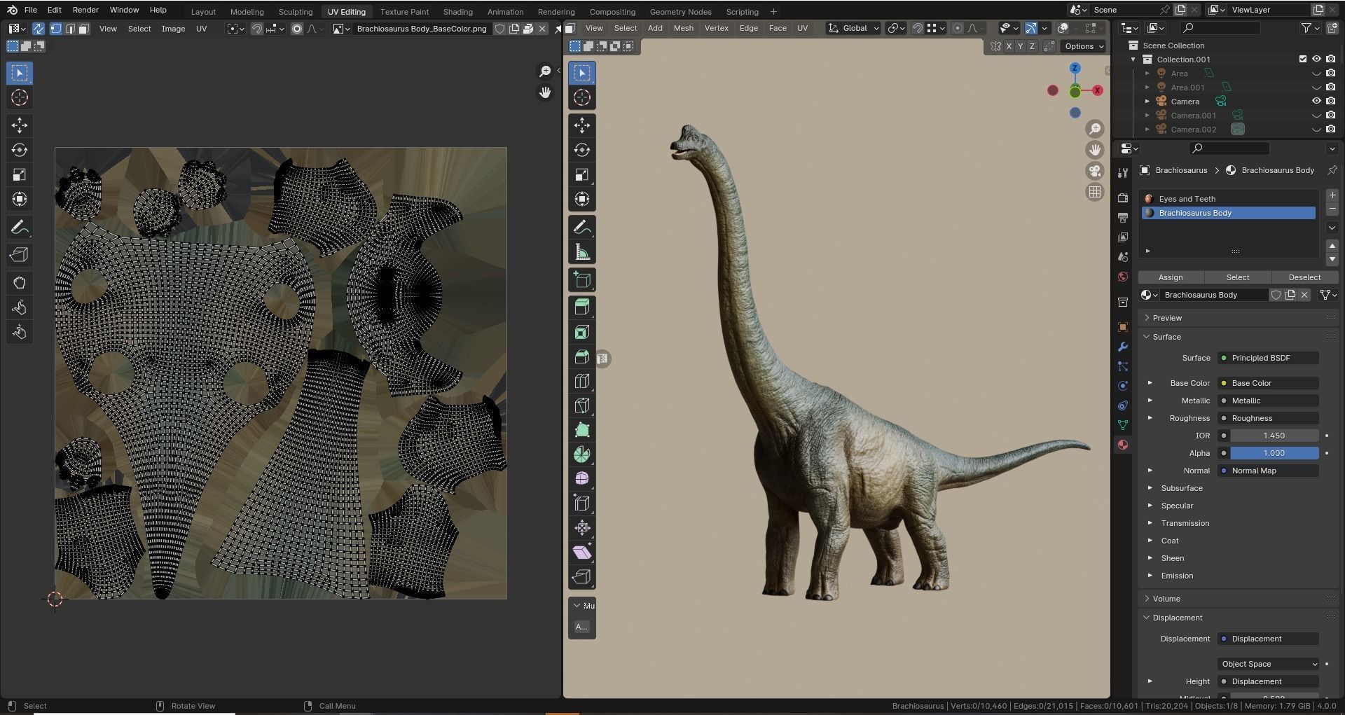 Low poly Realistic Dinosaur - Brachiosaurus Low-poly 3D model_13