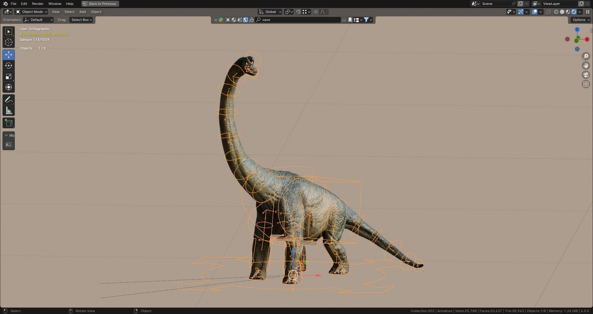 Low poly Realistic Dinosaur - Brachiosaurus Low-poly 3D model_15
