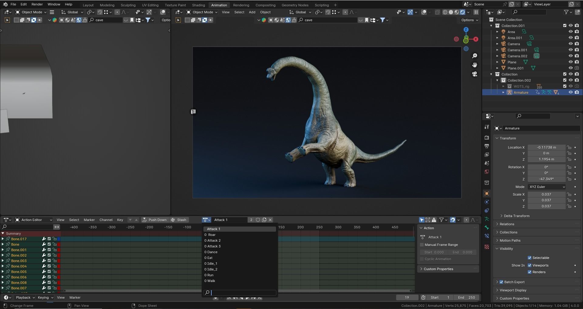 Low poly Realistic Dinosaur - Brachiosaurus Low-poly 3D model_10