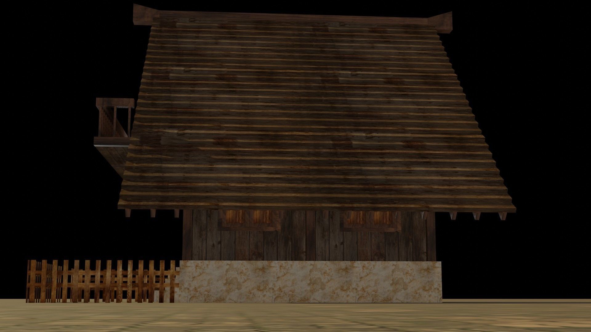 Medieval house 18 Low-poly 3D model_12