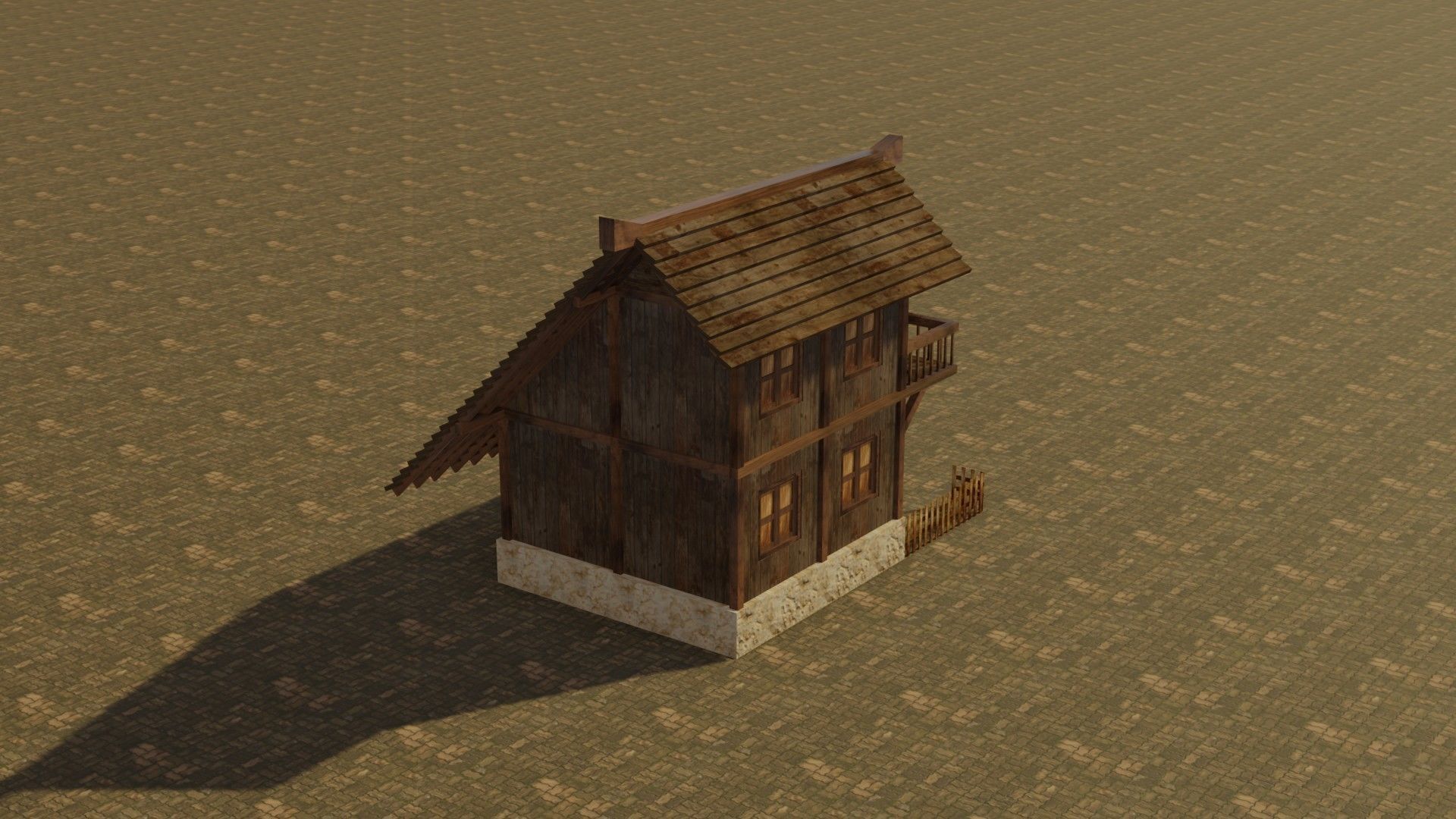 Medieval house 18 Low-poly 3D model_7