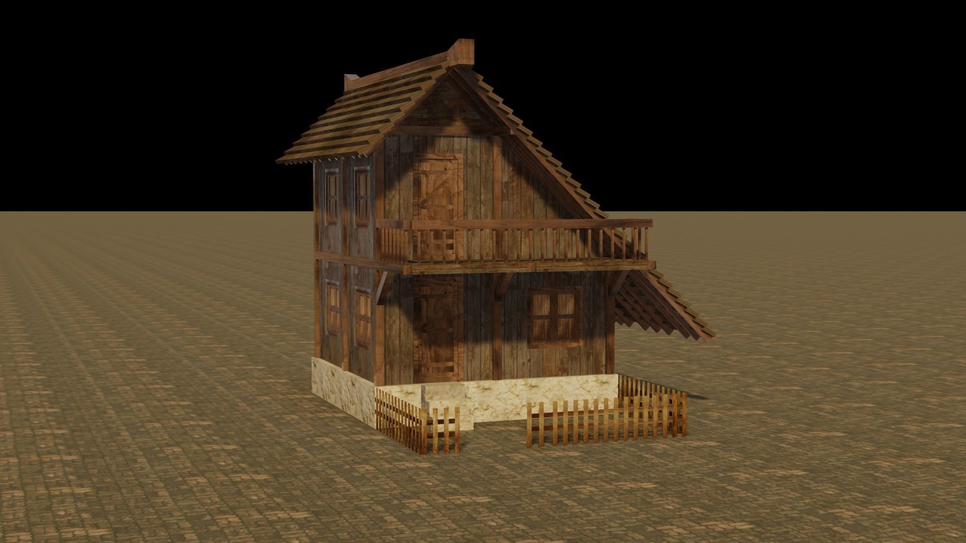 Medieval house 18 Low-poly 3D model_16