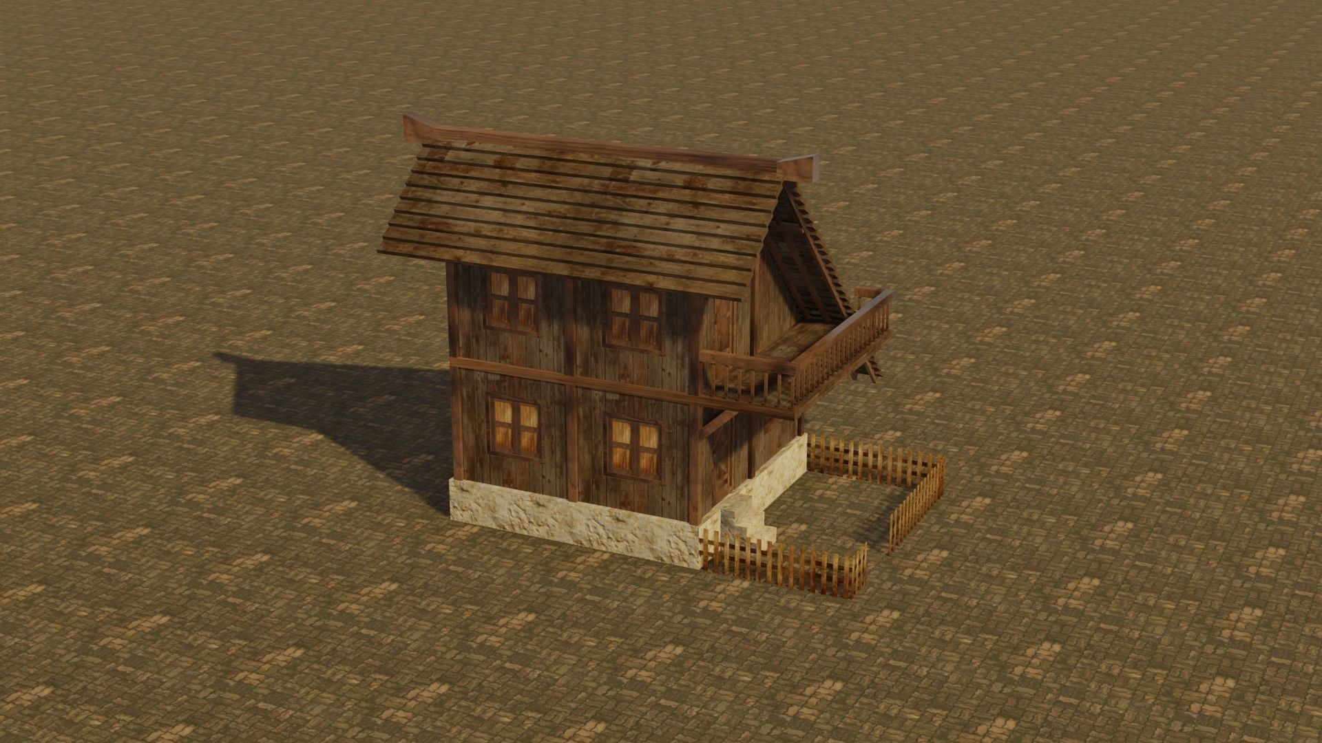 Medieval house 18 Low-poly 3D model_5