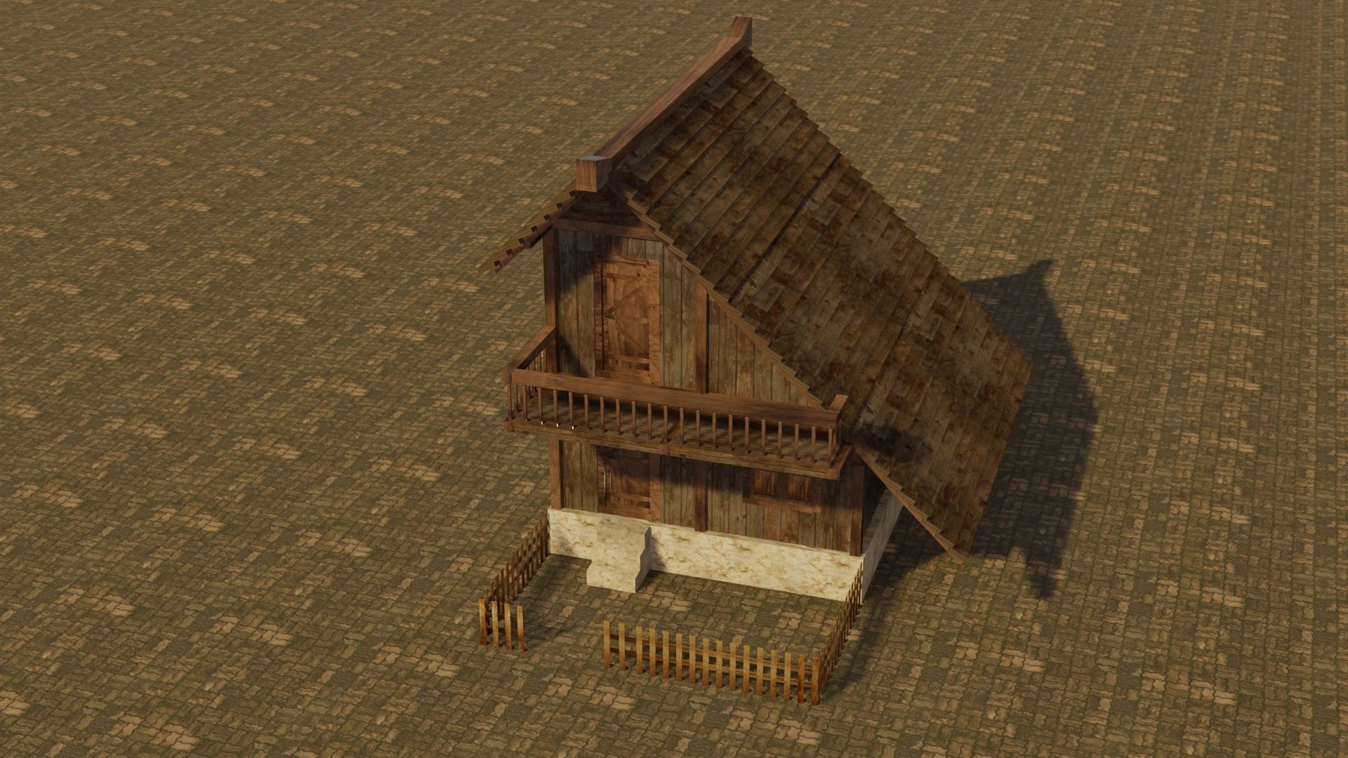 Medieval house 18 Low-poly 3D model_3