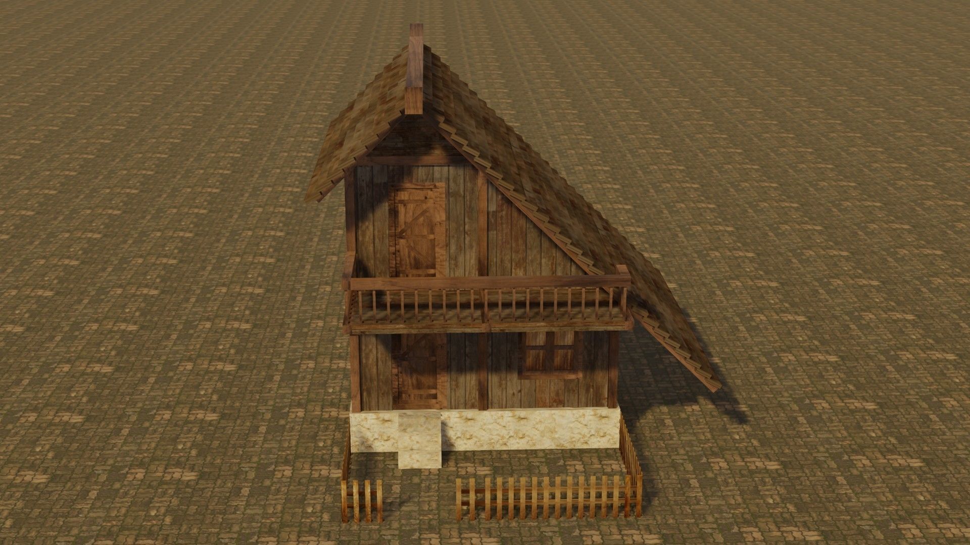 Medieval house 18 Low-poly 3D model_1