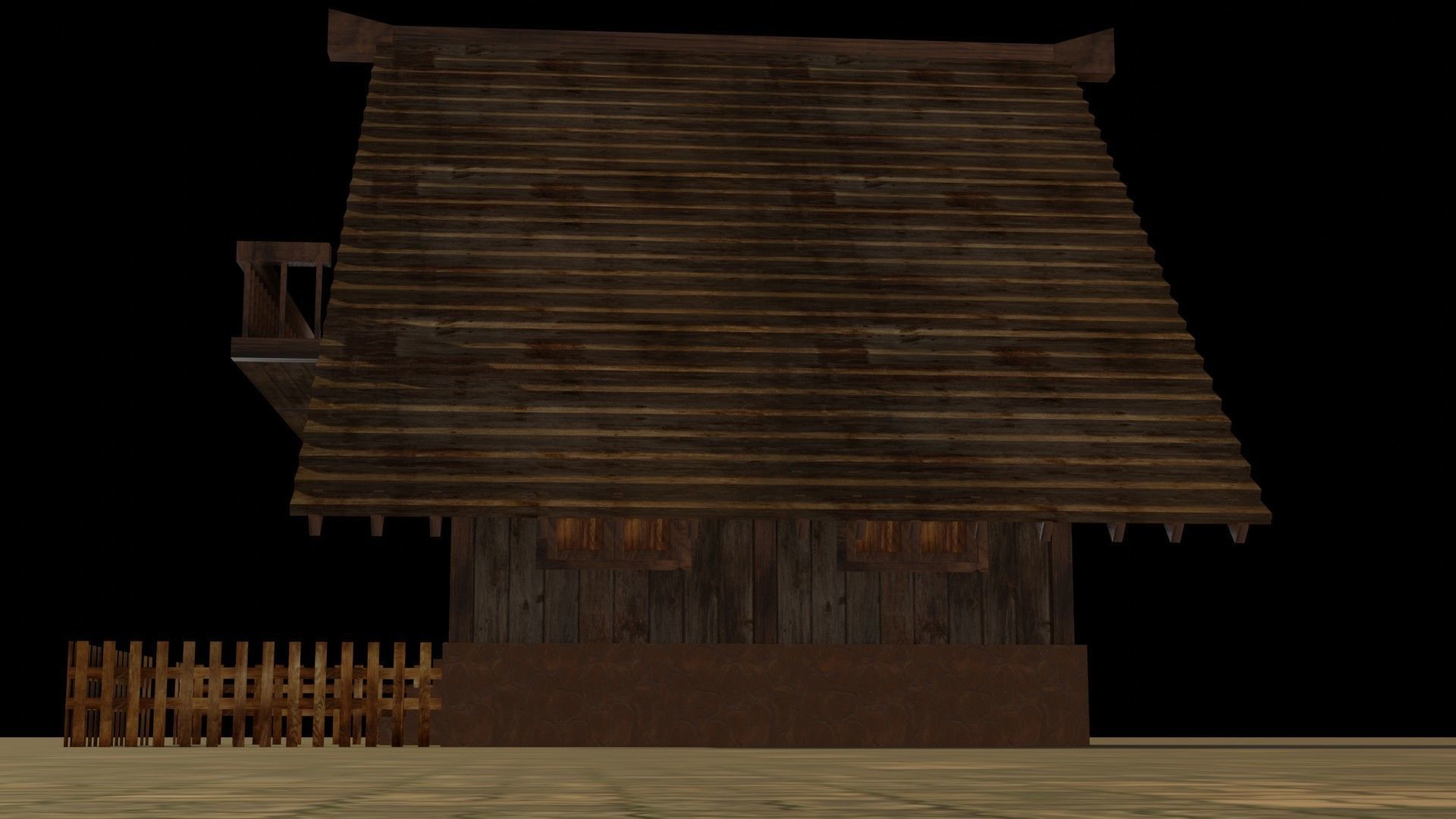 Medieval house 17 Low-poly 3D model_12