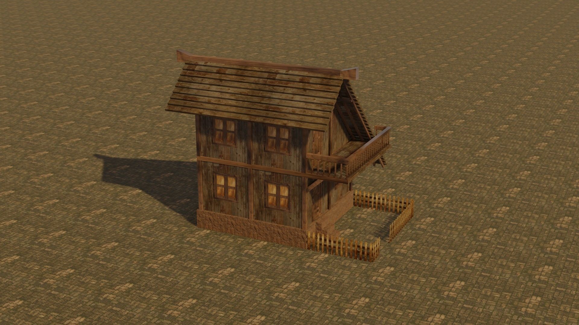 Medieval house 17 Low-poly 3D model_5
