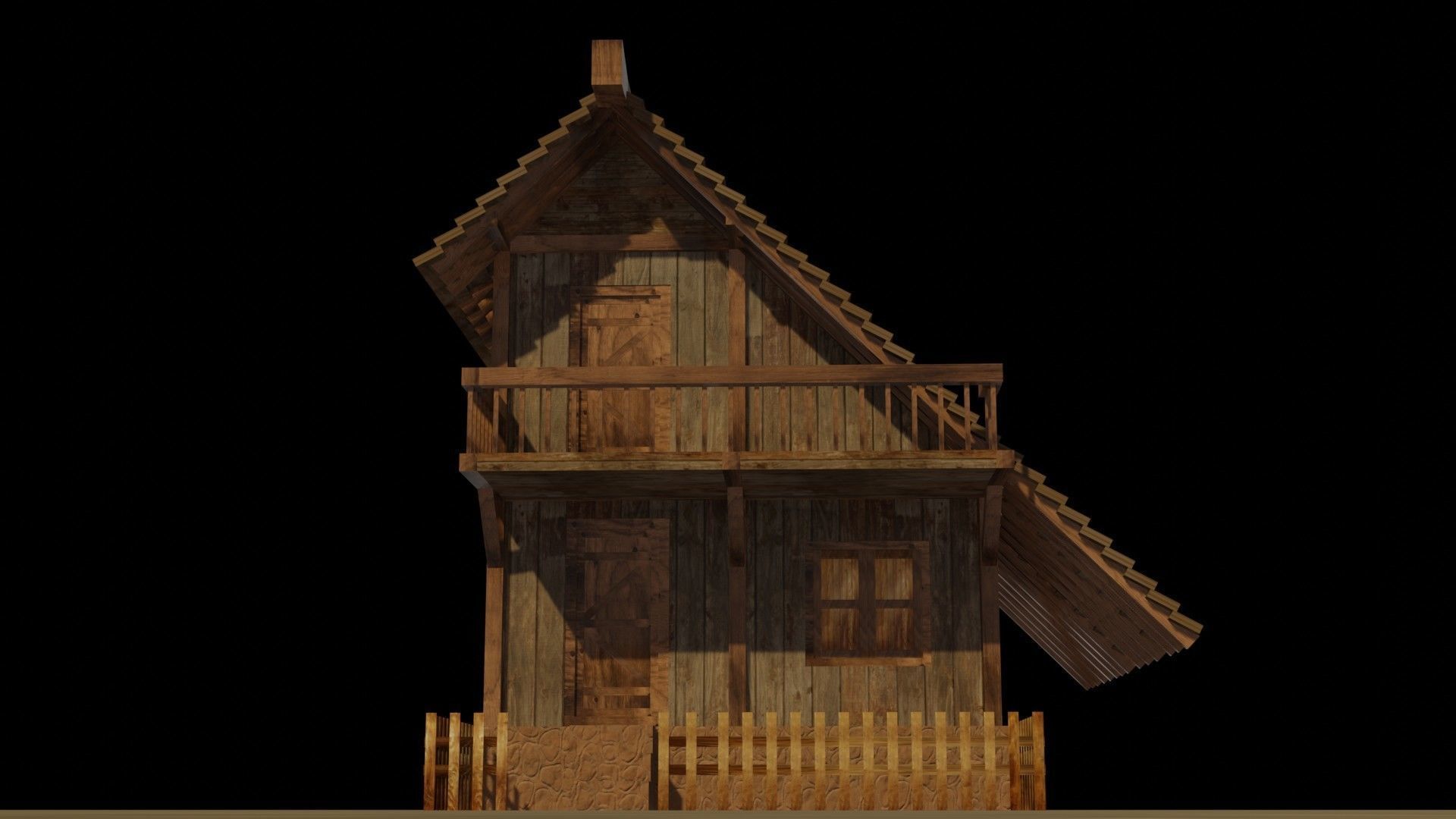 Medieval house 17 Low-poly 3D model_10