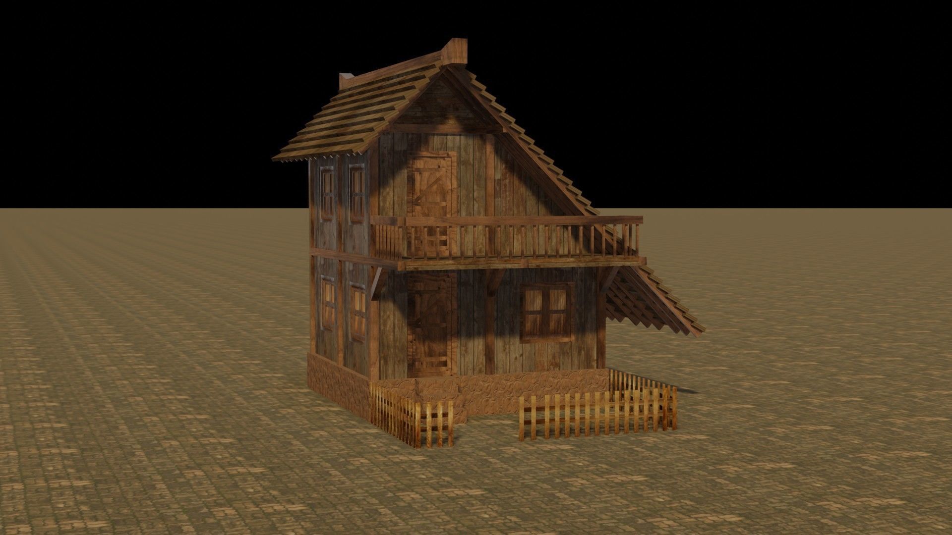 Medieval house 17 Low-poly 3D model_16