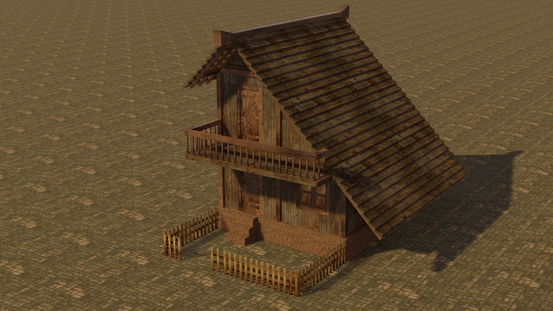 Medieval house 17 Low-poly 3D model_2