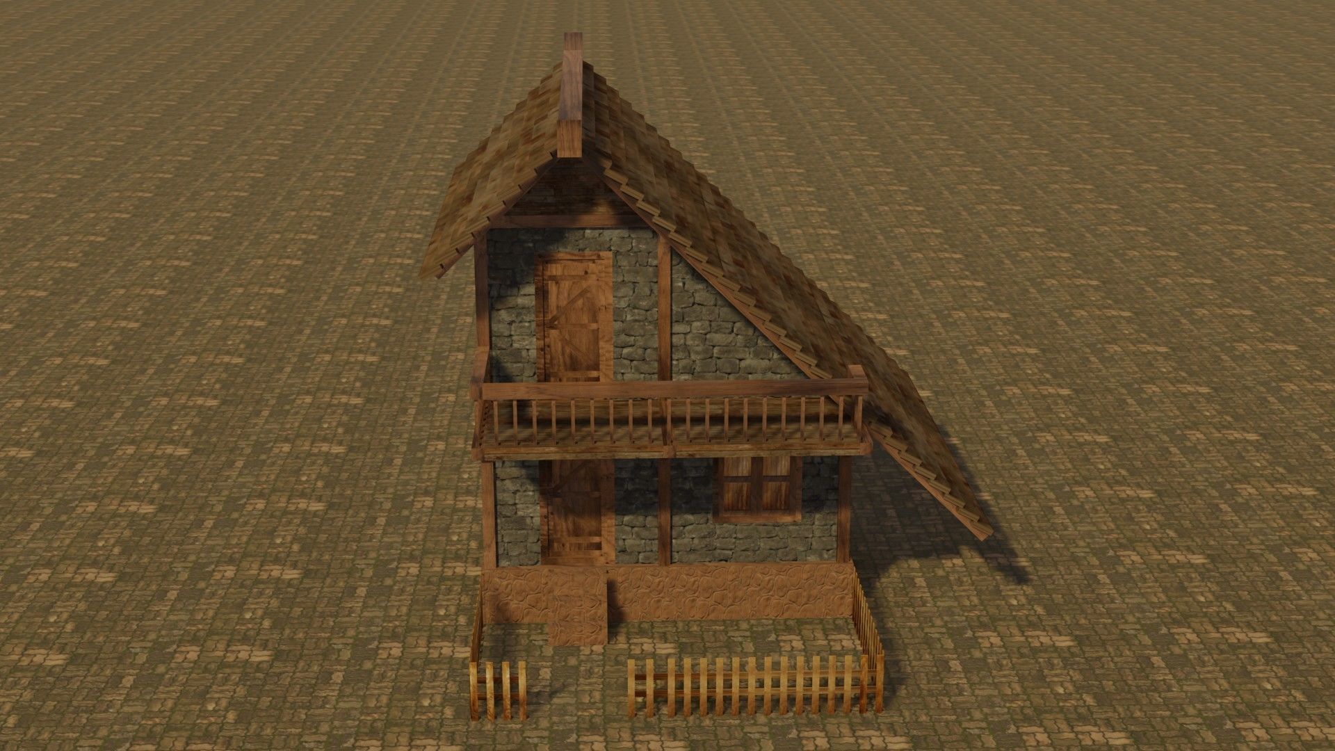 Medieval house 16 Low-poly 3D model_1