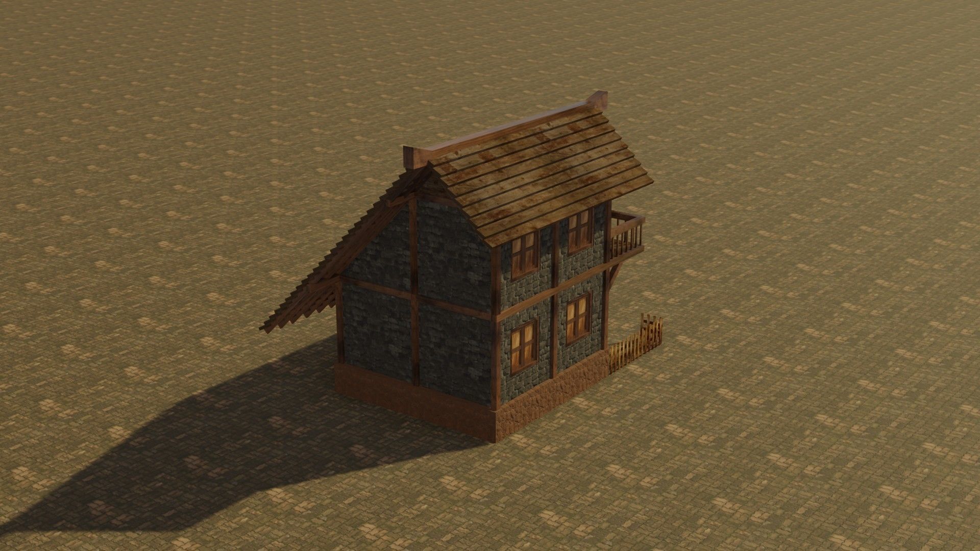 Medieval house 16 Low-poly 3D model_7