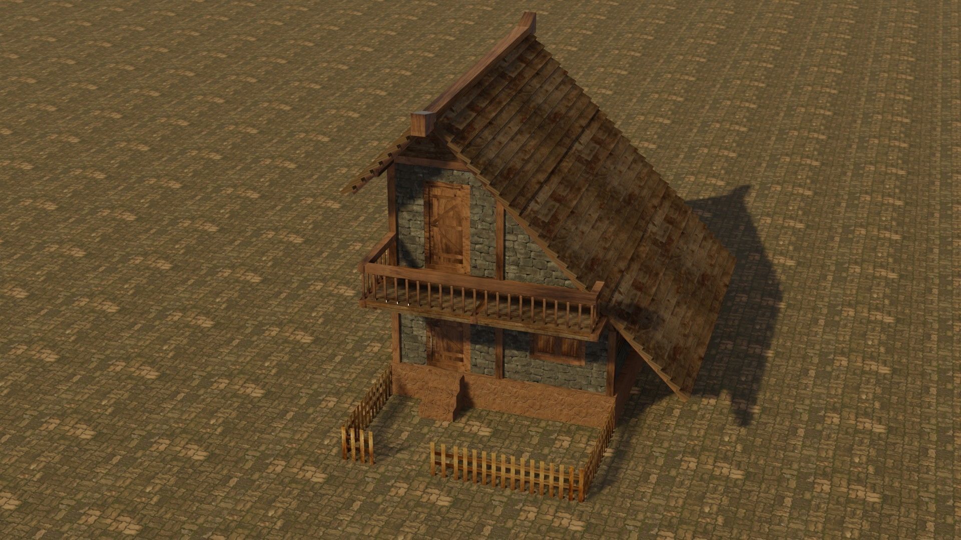 Medieval house 16 Low-poly 3D model_3