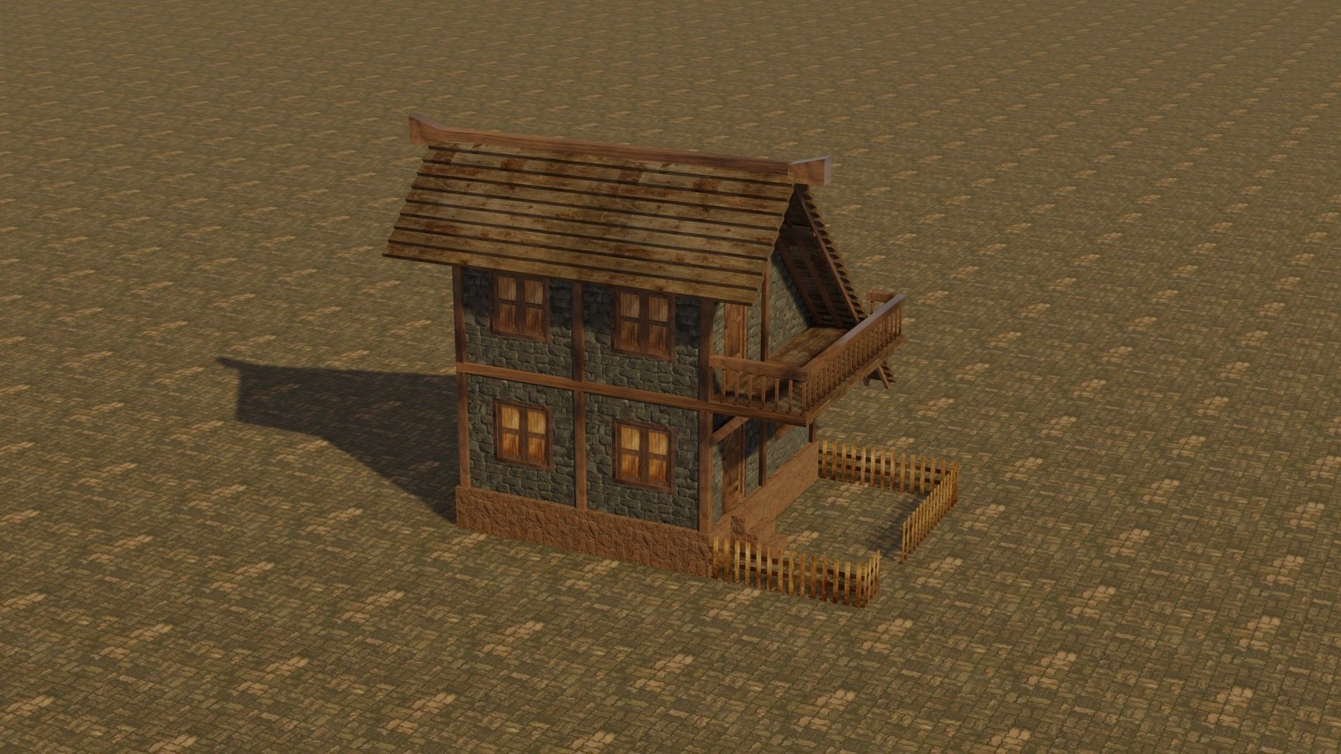 Medieval house 16 Low-poly 3D model_5