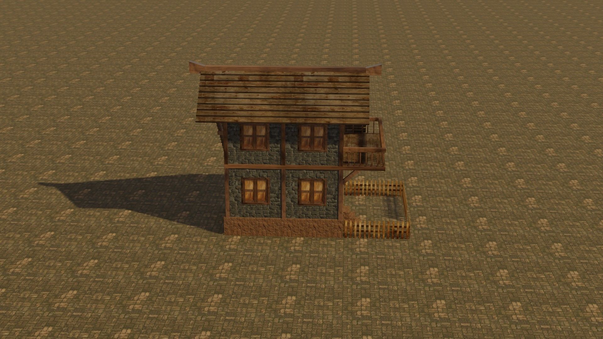 Medieval house 16 Low-poly 3D model_6