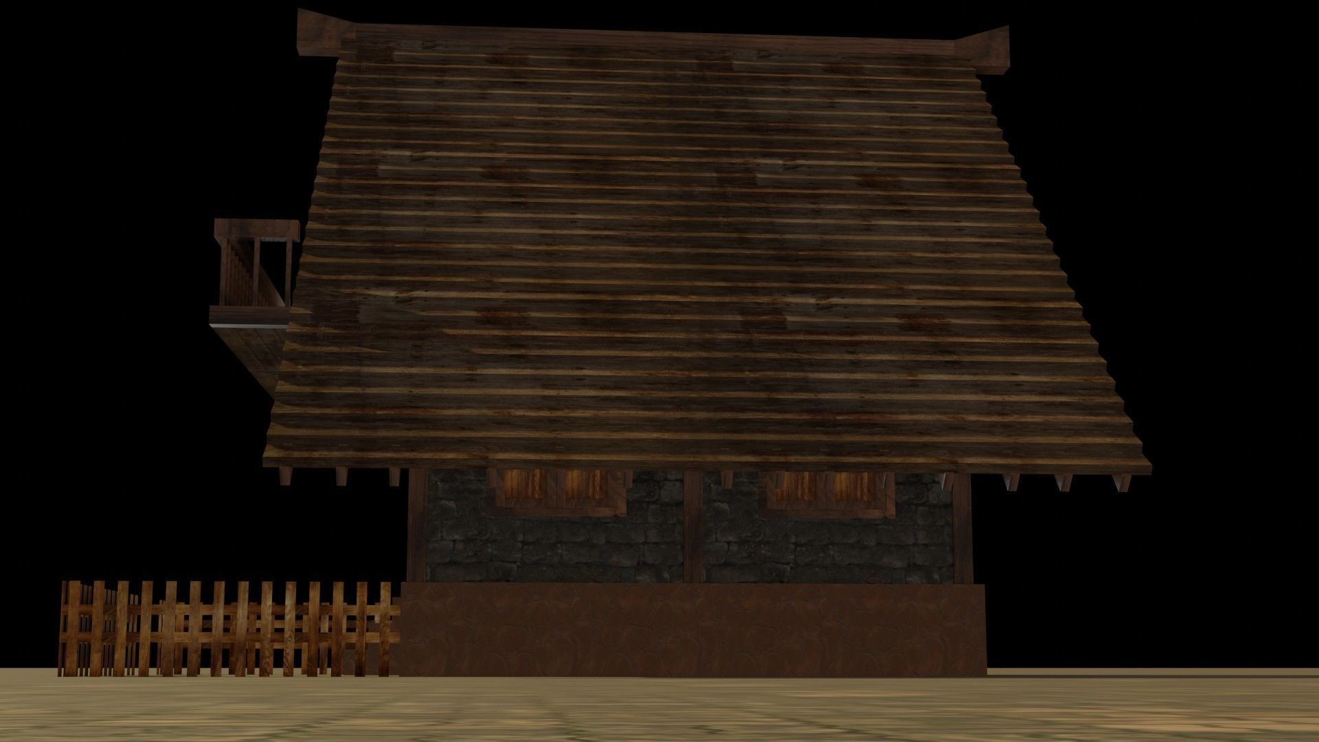 Medieval house 16 Low-poly 3D model_12