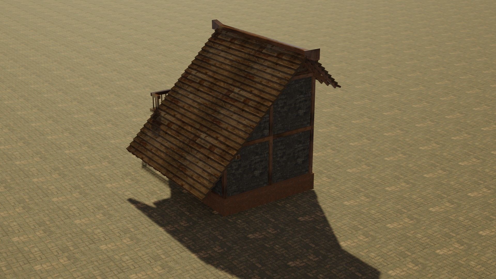 Medieval house 16 Low-poly 3D model_8