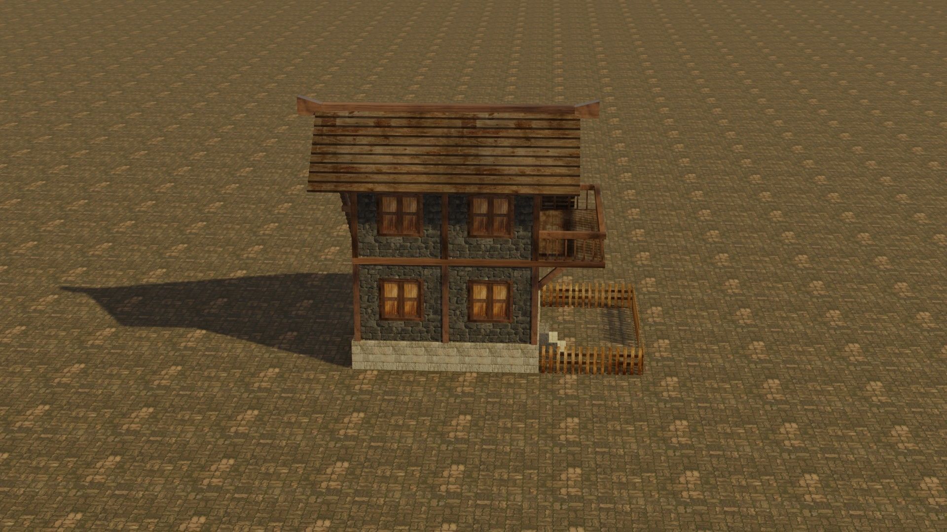 Medieval house Low-poly 3D model_6